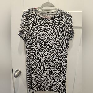 Michael Kors Black and White Crew Neck Short Sleeve Pull On Sheath Mini Dress S